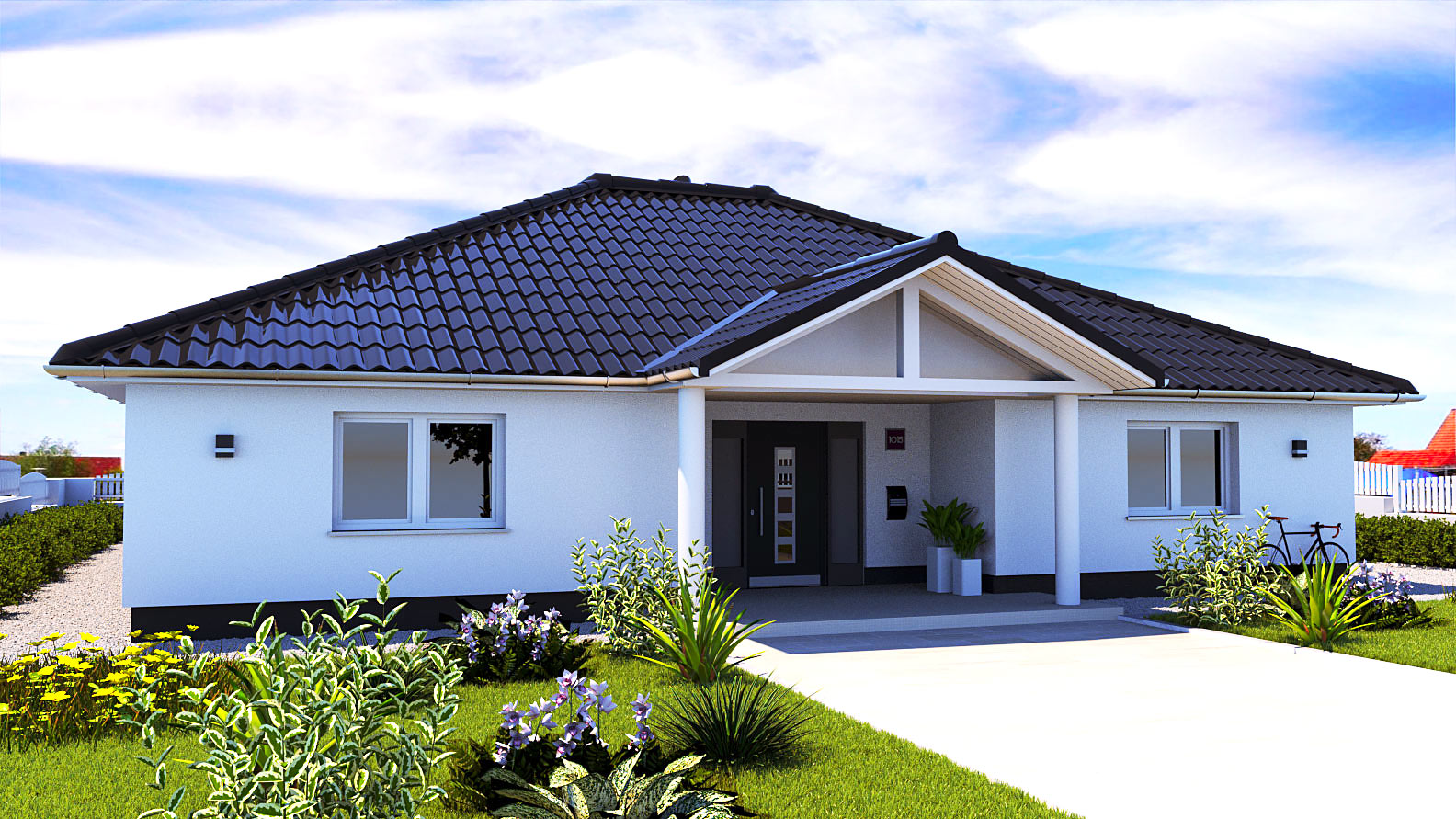 EWA-Bungalow Elbblick 157qm Massivhausbau Berlin Brandenburg Potsdam Vorderansicht