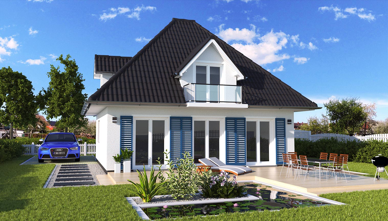 EWA-Bungalow Hiddensee 142qm Hausbau Berlin Brandenburg Potsdam Rückansicht