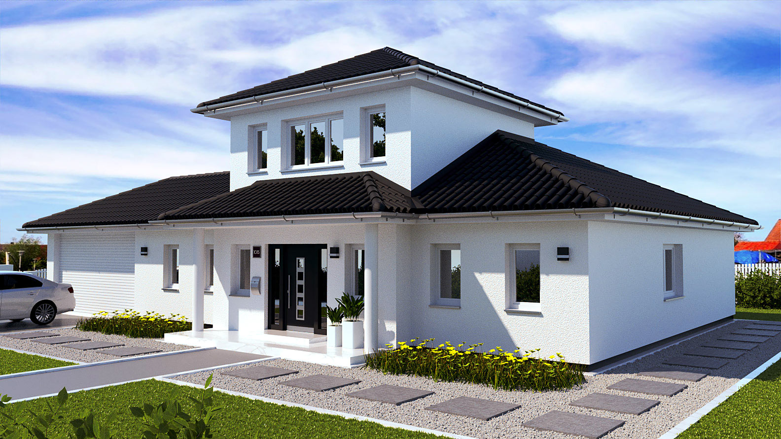 EWA-Bungalow-Ruegen-174qm-Hausbau-Berlin-Brandenburg-Magdeburg-Vorderansicht EWA-Bungalow Rügen 174qm Hausbau Berlin Brandenburg Magdeburg Vorderansicht