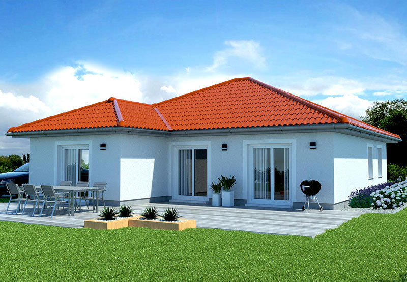 EWA-Bungalow Sylt 123qm Massivhausbau Leipzig Halle Wittenberg rotes Dach