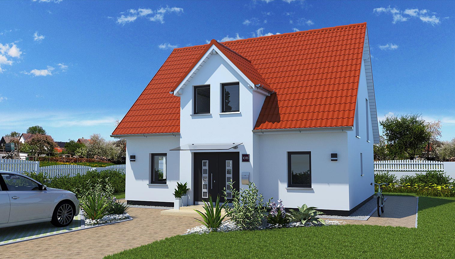 EWA-Landhaus Teltow 164qm Hausbau Berlin Brandenburg Potsdam Vorderansicht