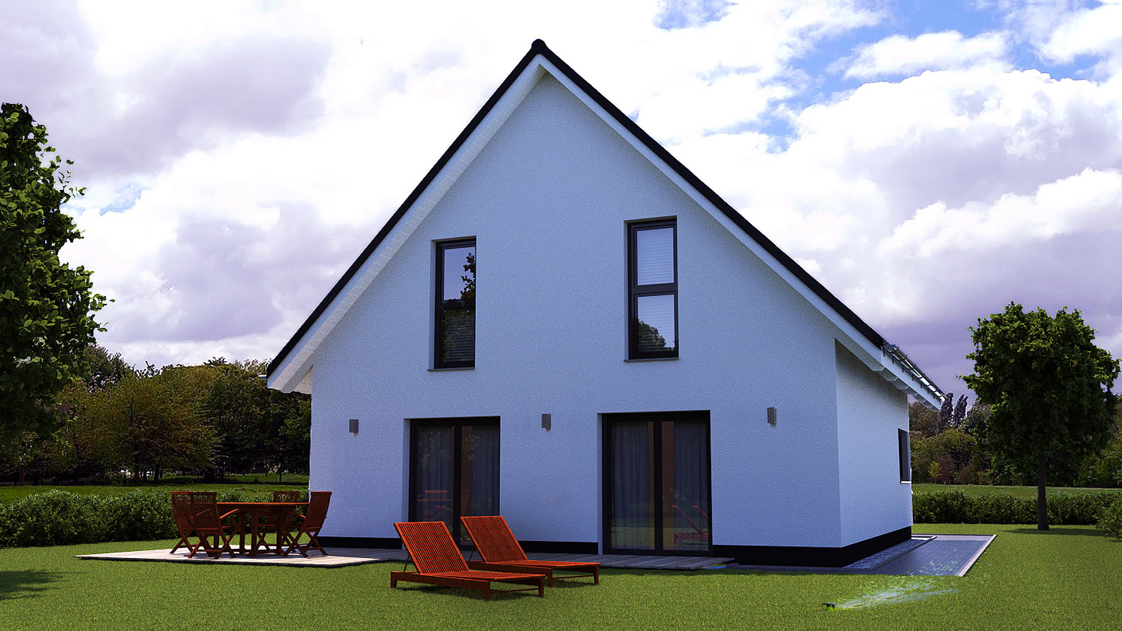 EWA-Landhaus Uckermark 130qm Hausbau Berlin Brandenburg Magdeburg Rückansicht