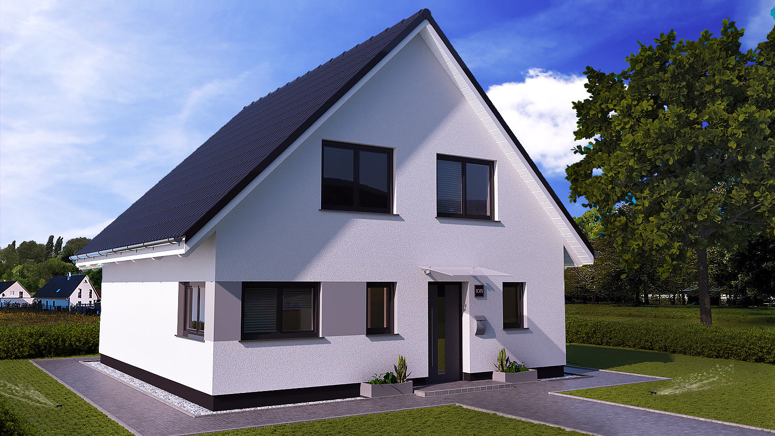 EWA-Landhaus Uckermark 130qm Hausbau Berlin Brandenburg Magdeburg Vorderansicht