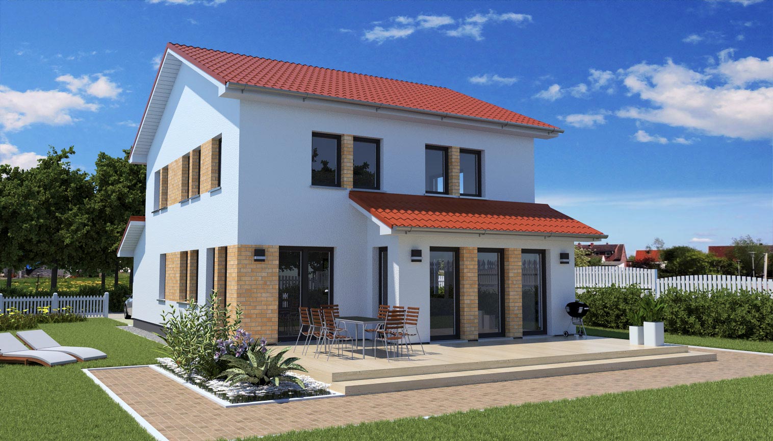 EWA-Stadtvilla Hamburg SD 156qm Hausbau Berlin Brandenburg Magdeburg Rückseite Klinkerstein