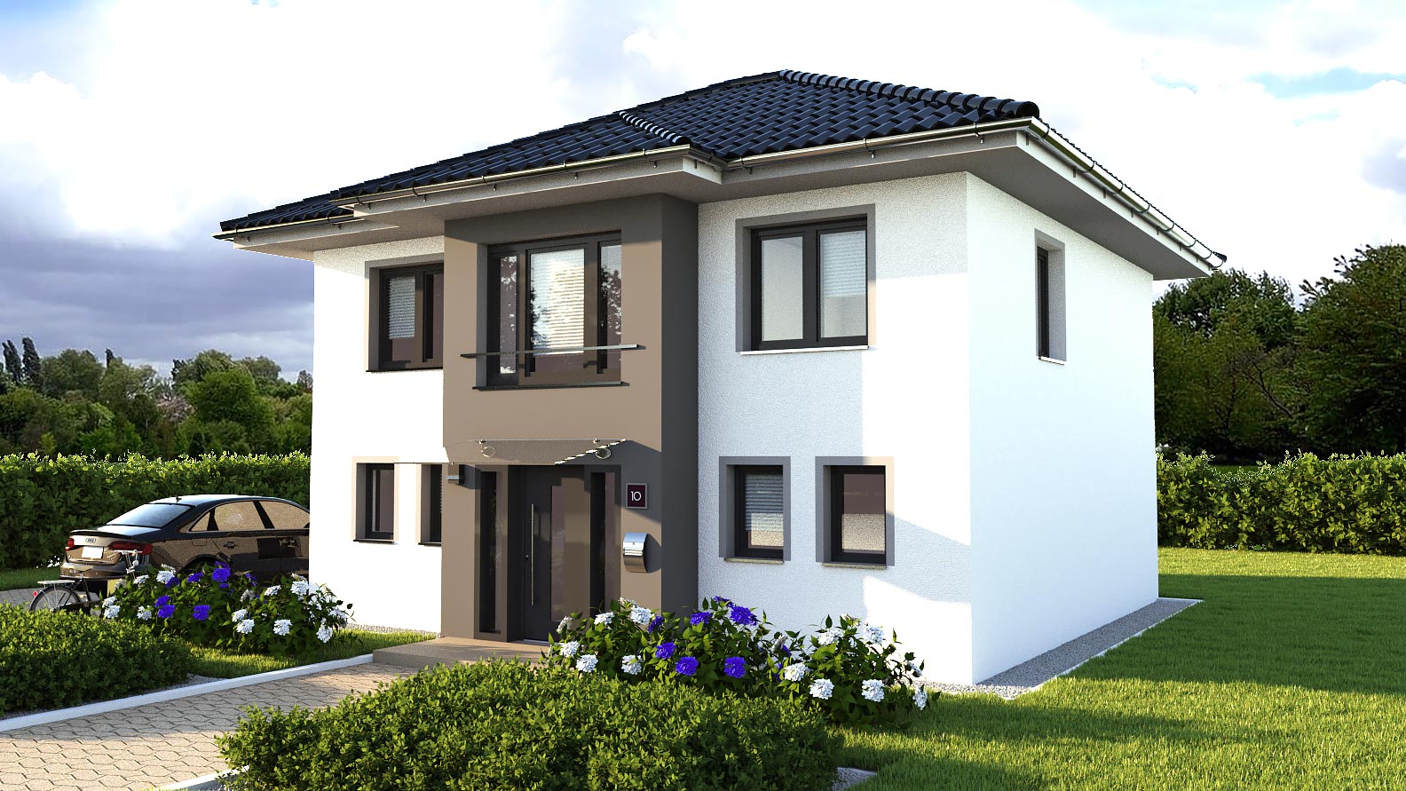 EWA-Stadtvilla Lichterfelde 163qm Massivhausbau Leipzig Halle Wittenberg Vorderansicht