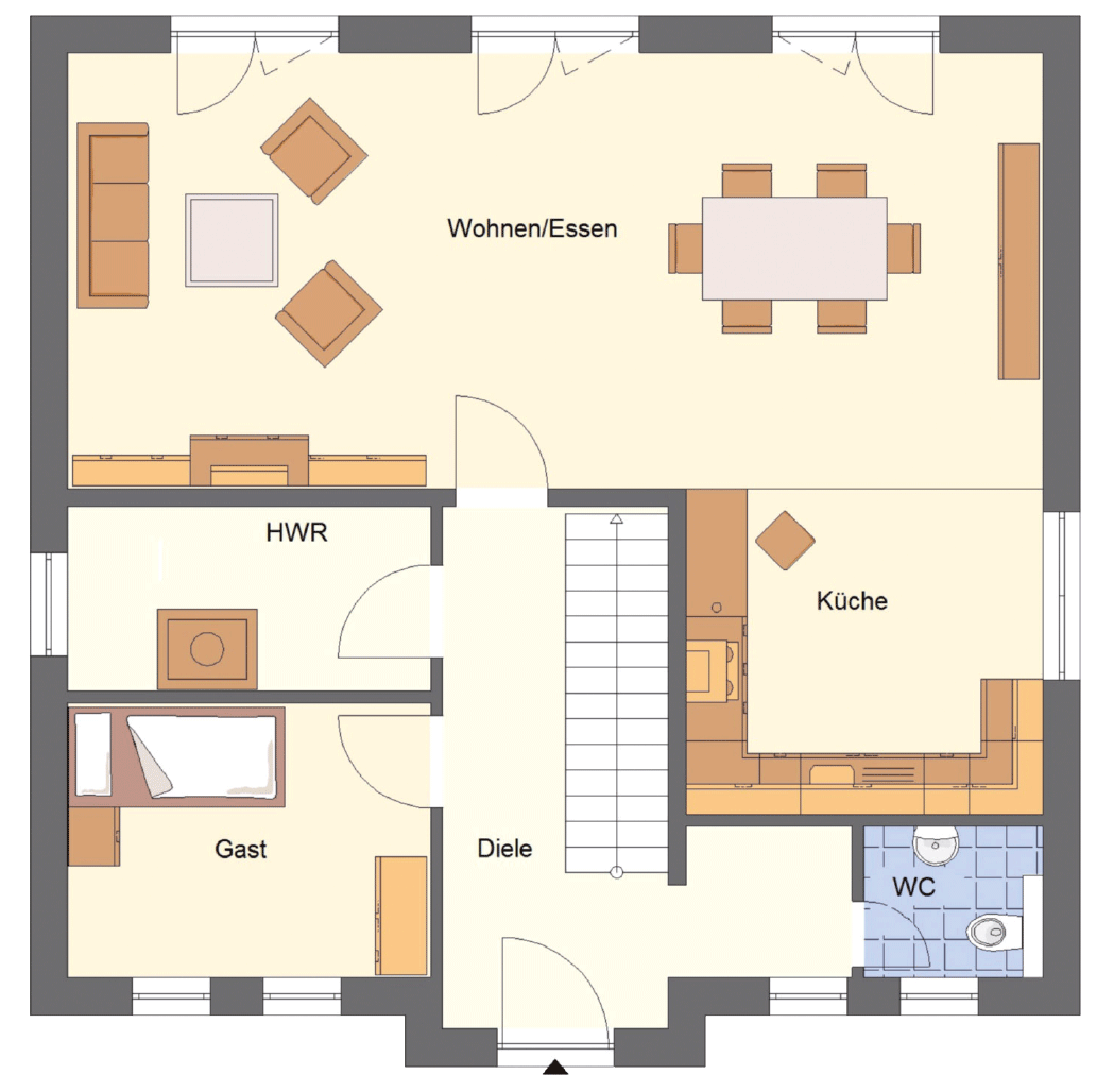 EWA-Stadtvilla Lichterfelde SD 163qm Massivhausbau Leipzig Halle Wittenberg Grundriss Erdgeschoss