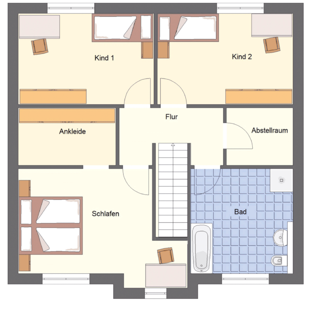 EWA-Stadtvilla Lichterfelde SD 163qm Massivhausbau Leipzig Halle Wittenberg Grundriss Obergeschoss