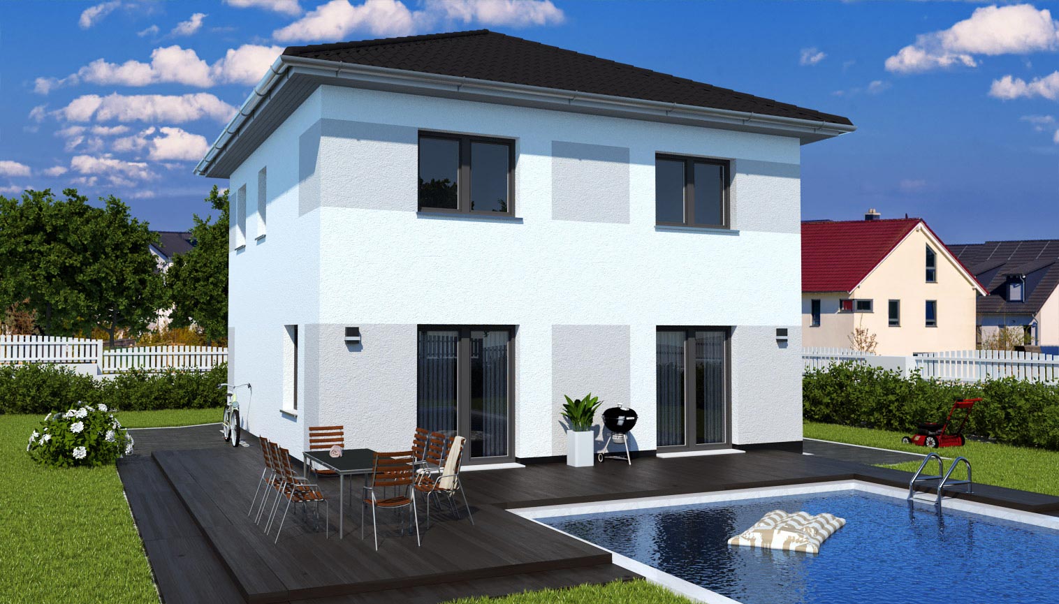 EWA-Stadtvilla MD EDITION 130qm Hausbau Berlin Brandenburg Potsdam Rückansicht