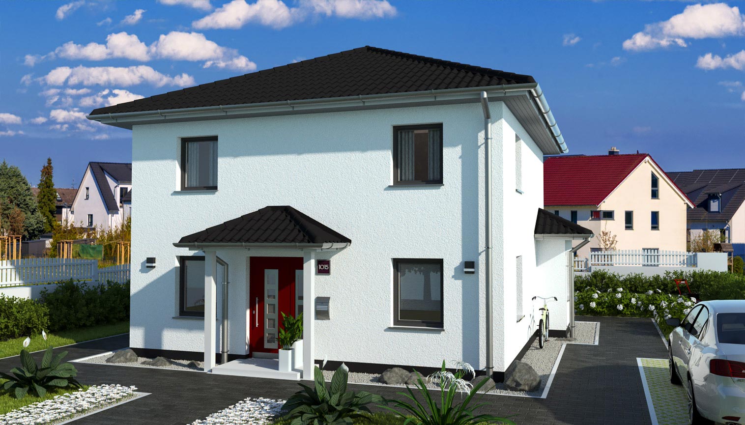 EWA-Stadtvilla-Toskana-136qm-Hausbau-Berlin-Brandenburg-Potsdam-Vorderansicht EWA-Stadtvilla Toskana 136qm Hausbau Berlin Brandenburg Potsdam Vorderansicht